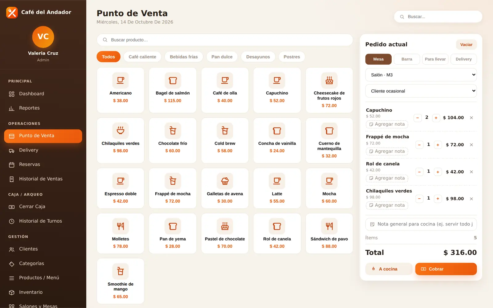 Cibix para cafetería: Punto de venta