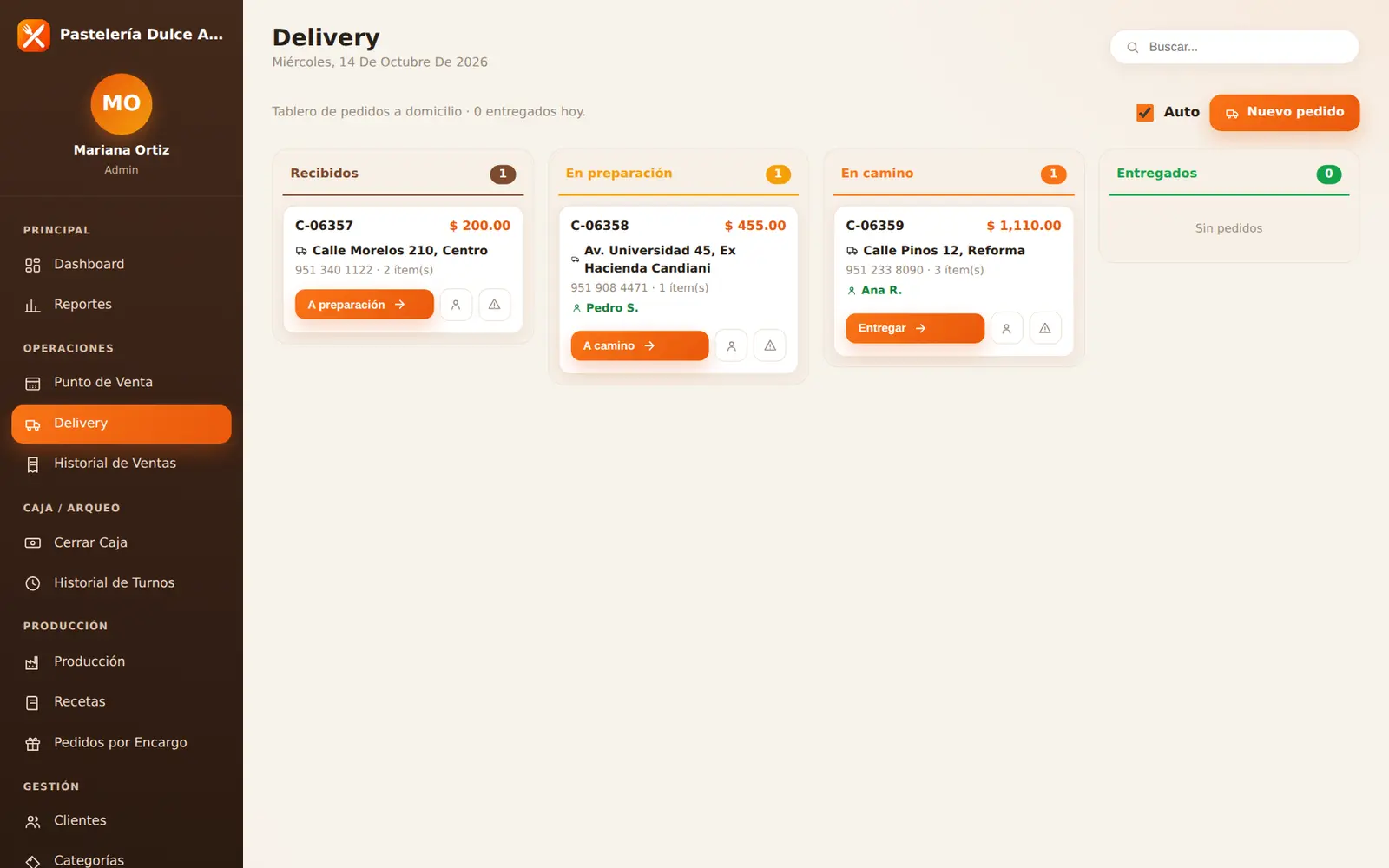 Cibix para pastelería: Entregas a domicilio