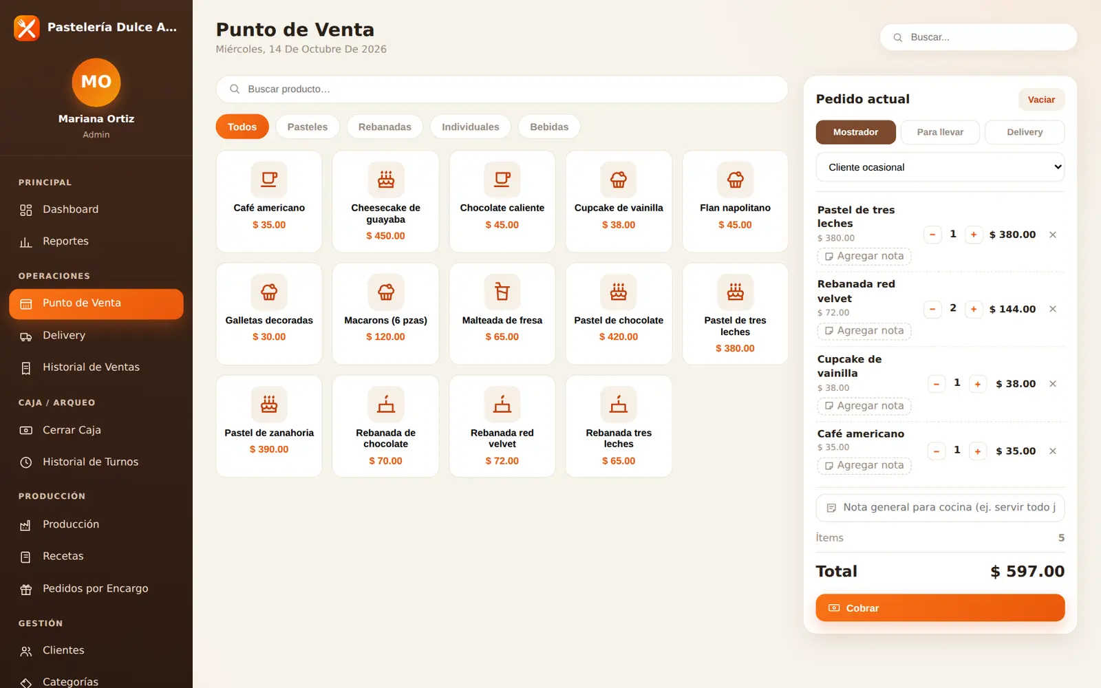 Cibix para pastelería: Venta en mostrador