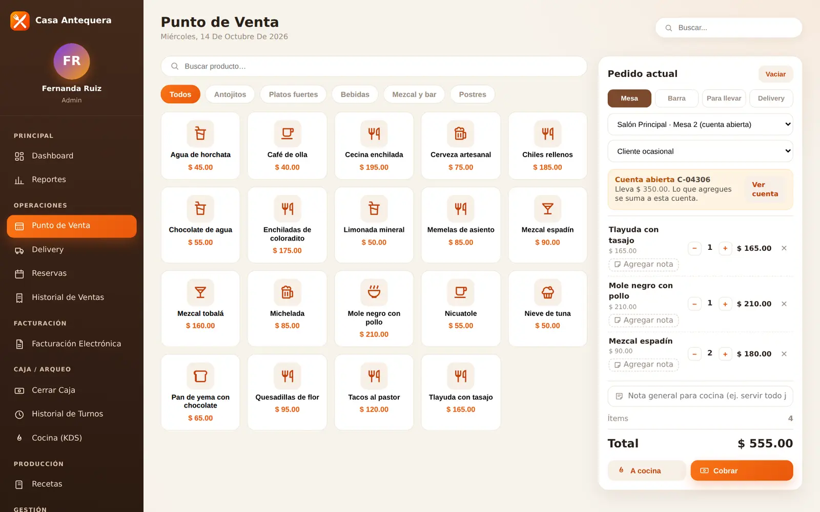 Cibix para restaurante: Punto de venta